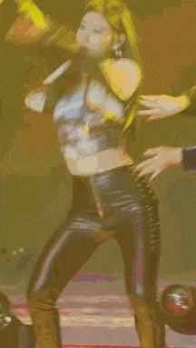 Chaeryeong behind in that leather pants is outstanding. pounding it must feel so good