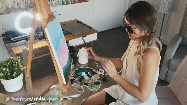 Tiniest downblouse during her painting sex tape