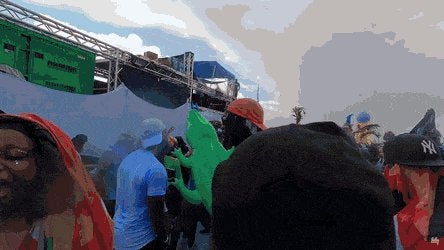 Massive blue bubble booty at the carnival