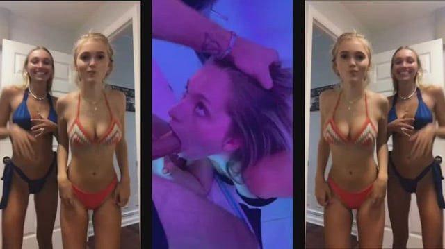 Yellow-haired Teens Dance for jizz