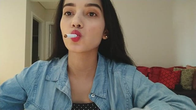 After 24 Hours of no Nicotine, you can see the pleasure in Angie's Face as she finally gets her fix.