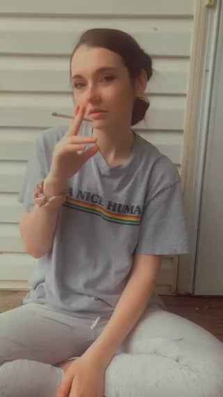 Front porch smoke, hope my neighbors saw my titty flash