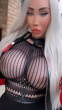 Walking my plastic tits to the restaurant. Would you stop me for a picture with you?