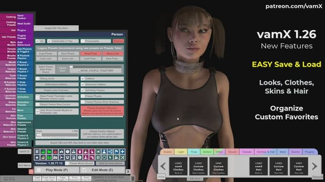 VamX 1.26 - Easy Save/Load Presets, Natural Eye Movement, Desktop Mouse Sex Thrust (non-VR), Ragdoll