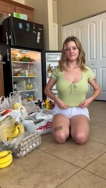 Close the refrigerator and save electricity, or play with my boobies